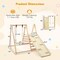 Natural Wood 5-in-1 Jungle Gym with Swing, Slide, Climbing Ramp and Foldable Design